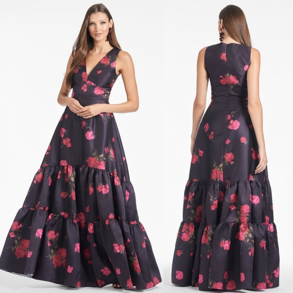 🪷NWT Sachin & Babi Rori Malbec Tea Blooms Gown - Picture 4 of 13